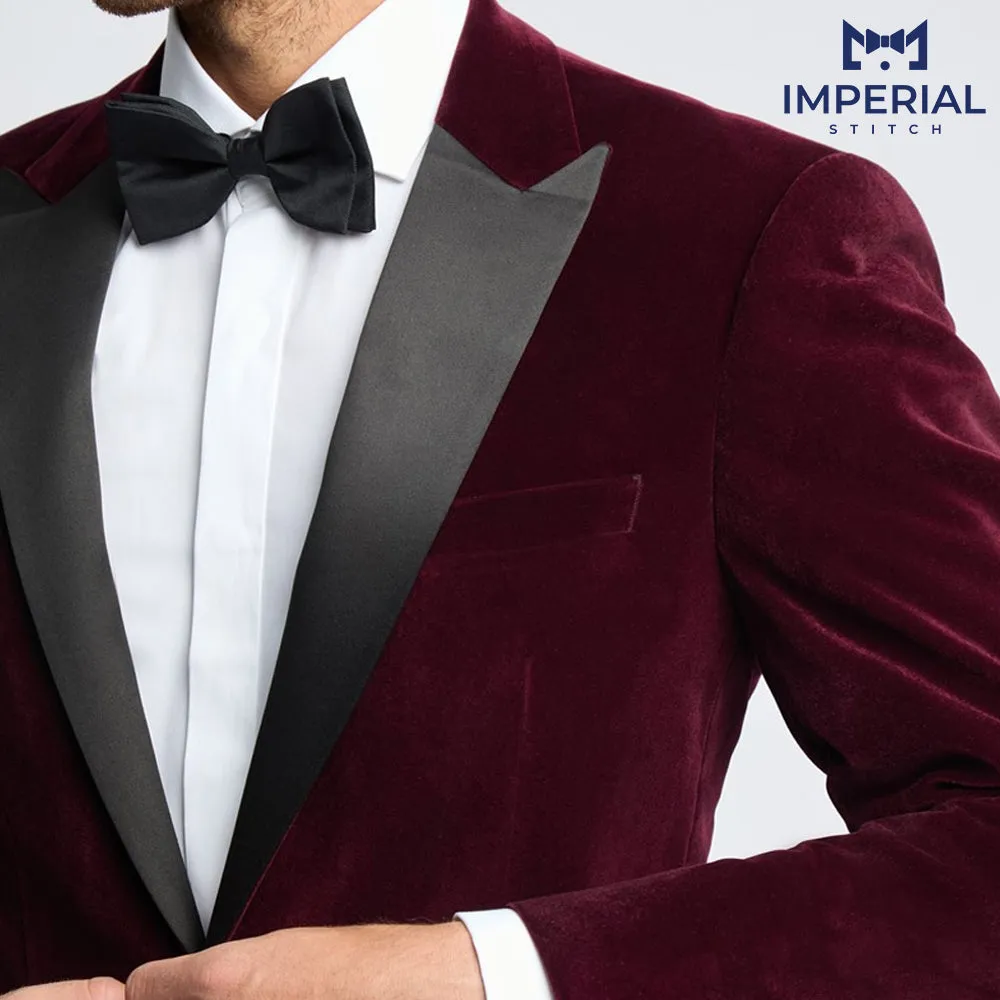 Regular Fit Burgundy Velvet Jacket - Elegant & Stylish Outerwear for Men