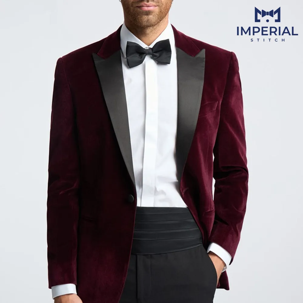 Regular Fit Burgundy Velvet Jacket - Elegant & Stylish Outerwear for Men