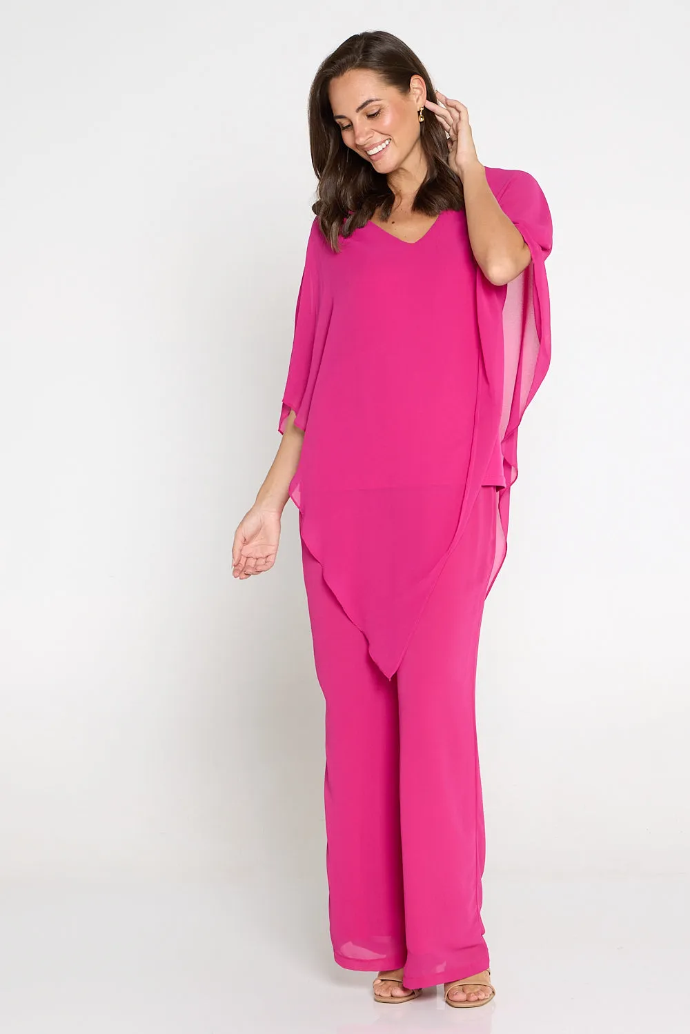 Rendezvous Chiffon Pants - Hot Pink