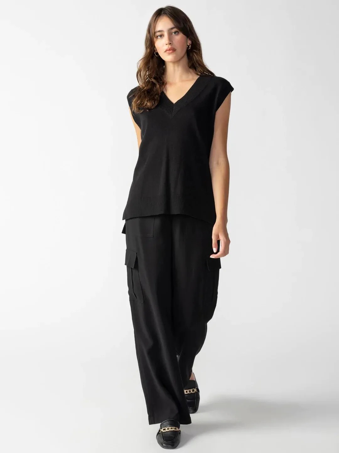 Sanctuary Modern Wide Leg Cargo Pant - Black Night