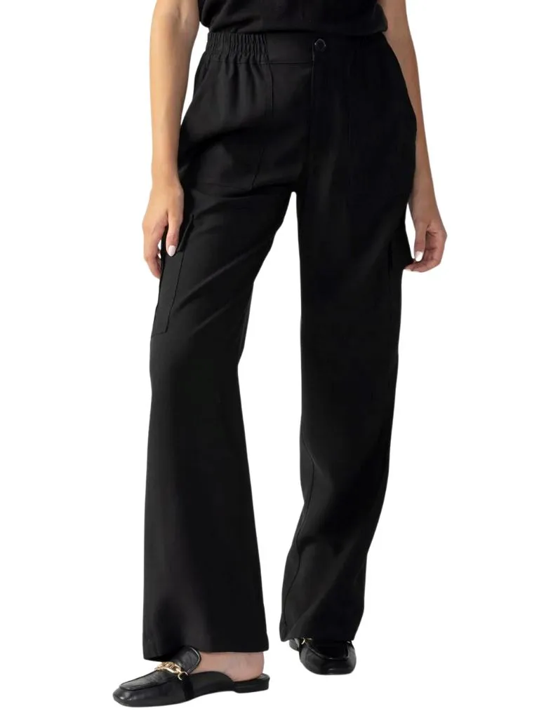 Sanctuary Modern Wide Leg Cargo Pant - Black Night