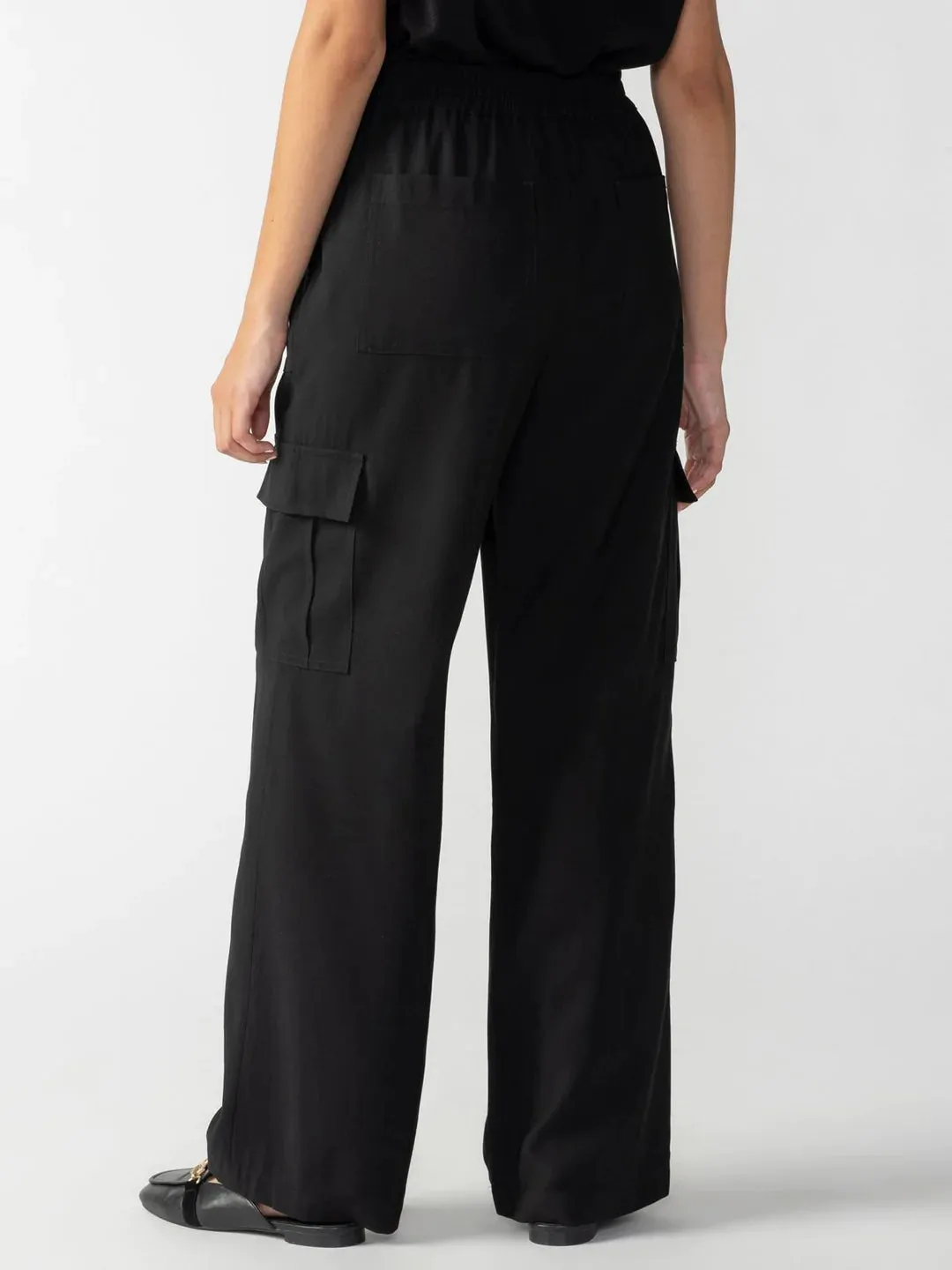 Sanctuary Modern Wide Leg Cargo Pant - Black Night