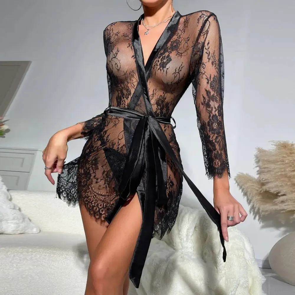 Sheer Lace Nightgown Babydoll