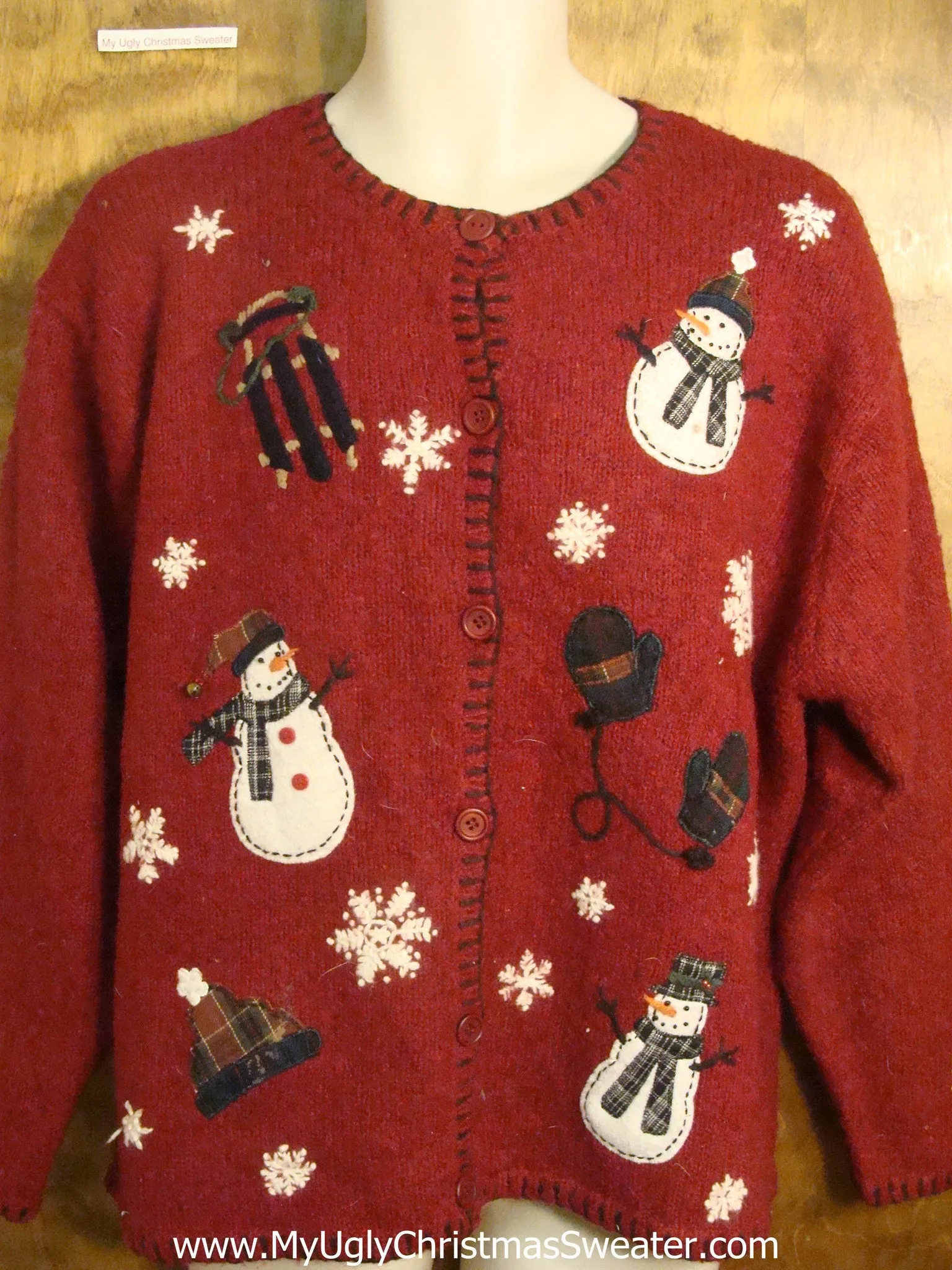 Sledding Snowmen Tacky Christmas Sweater