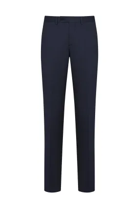 Slim Fit Low Waist Unpleated Polyviscon Navy Casual Pants, Navy D.