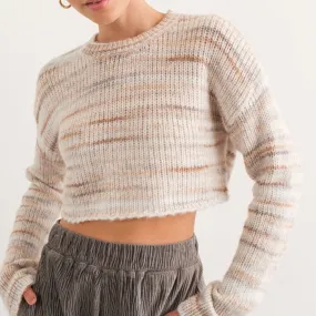 Space Dye Cropped Knit Sweater