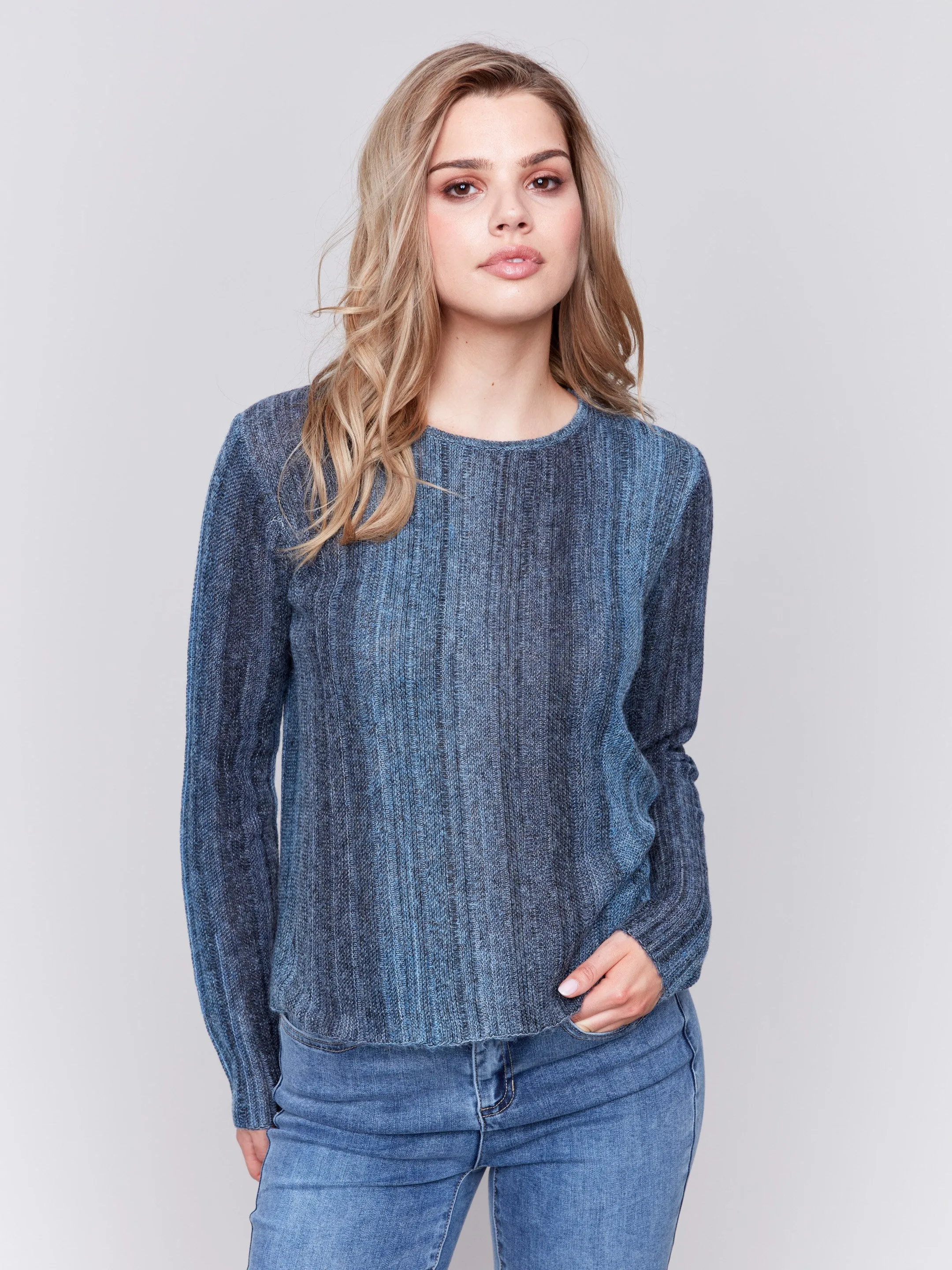 Space Dye Yarn Sweater - Denim