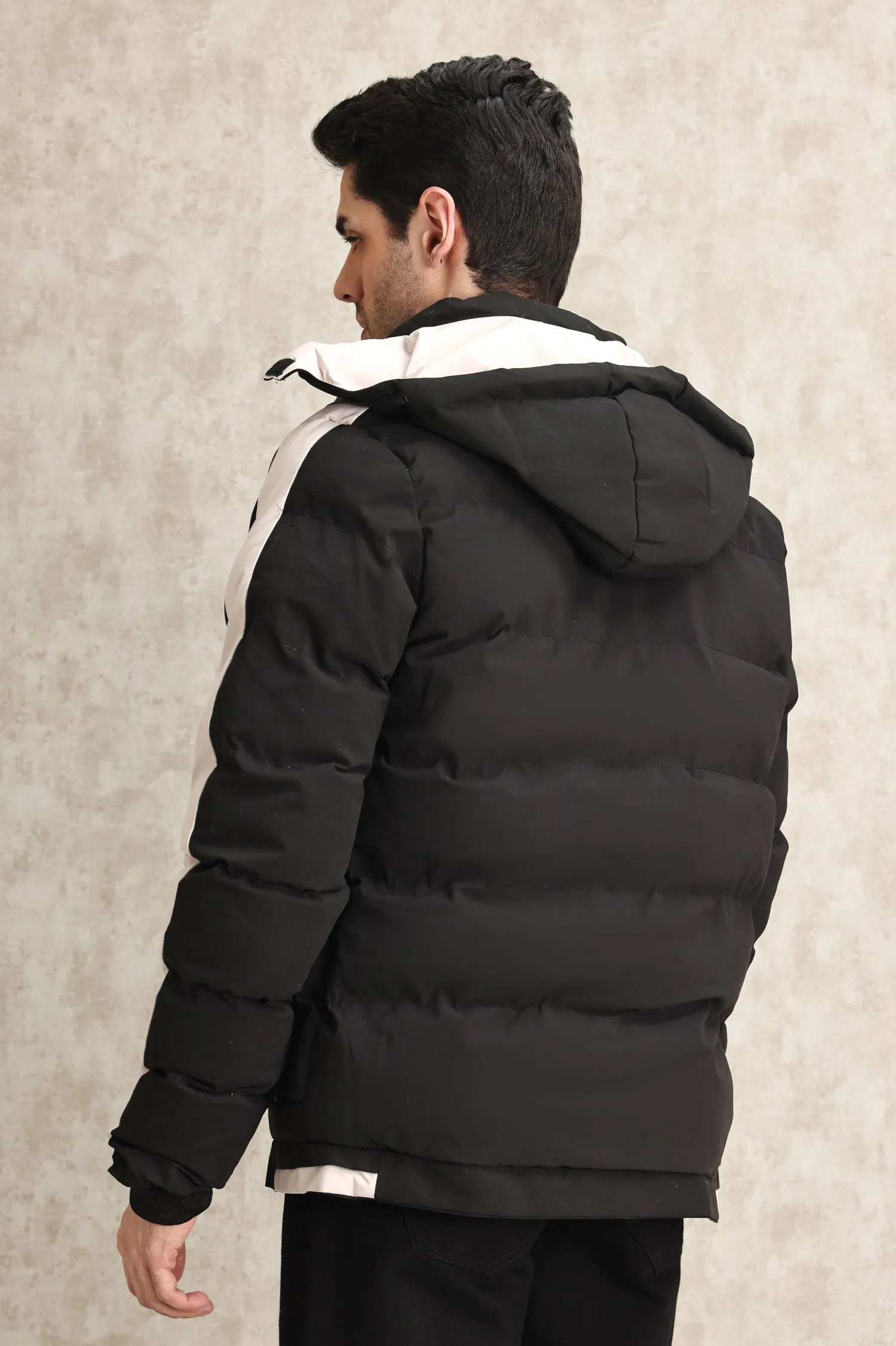 SPORTY PUFFER JACKET-BLK/KHAKI