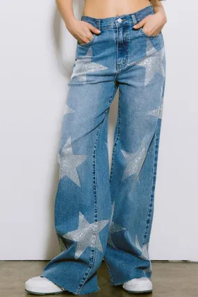 Stardust Wide Leg Pants- Denim