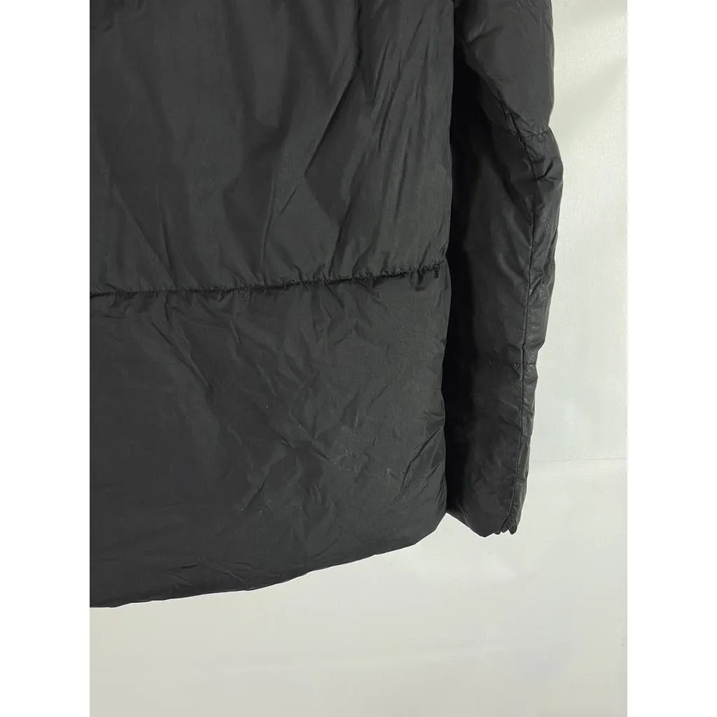 STONE ISLAND Men's Black Crinkle Reps Regular-Fit Zip-Up Puffer Jacket SZ XL