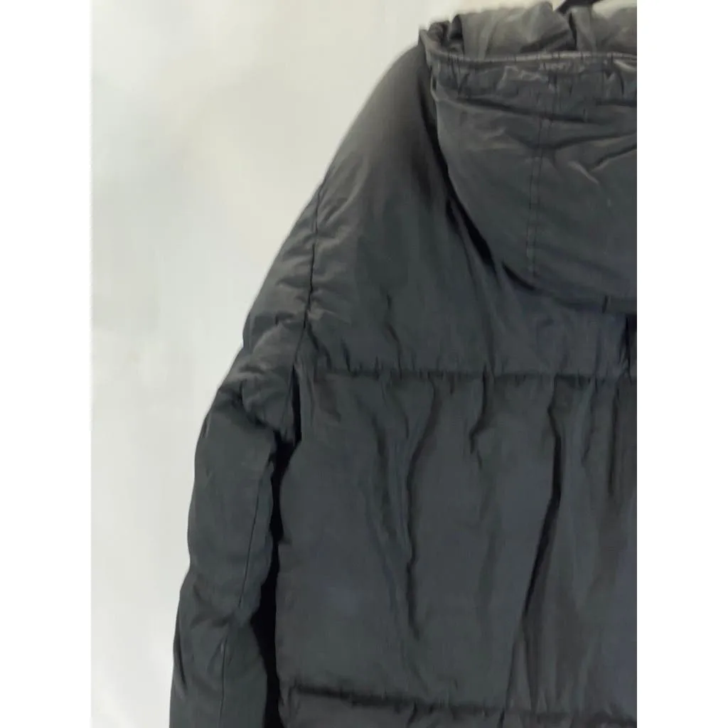 STONE ISLAND Men's Black Crinkle Reps Regular-Fit Zip-Up Puffer Jacket SZ XL