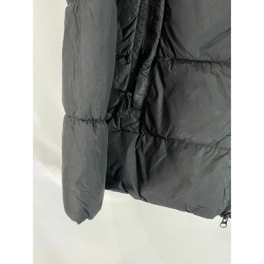 STONE ISLAND Men's Black Crinkle Reps Regular-Fit Zip-Up Puffer Jacket SZ XL