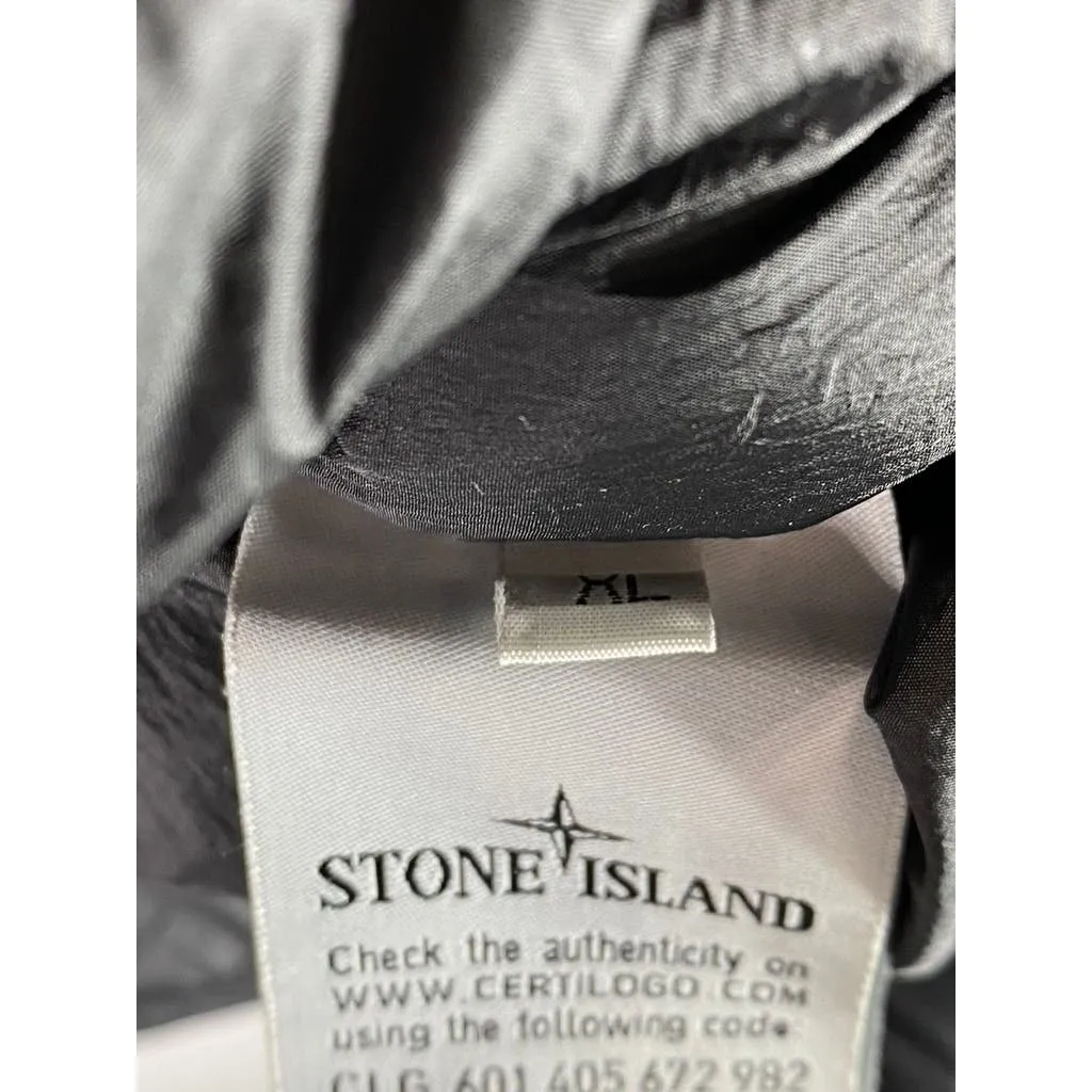 STONE ISLAND Men's Black Crinkle Reps Regular-Fit Zip-Up Puffer Jacket SZ XL