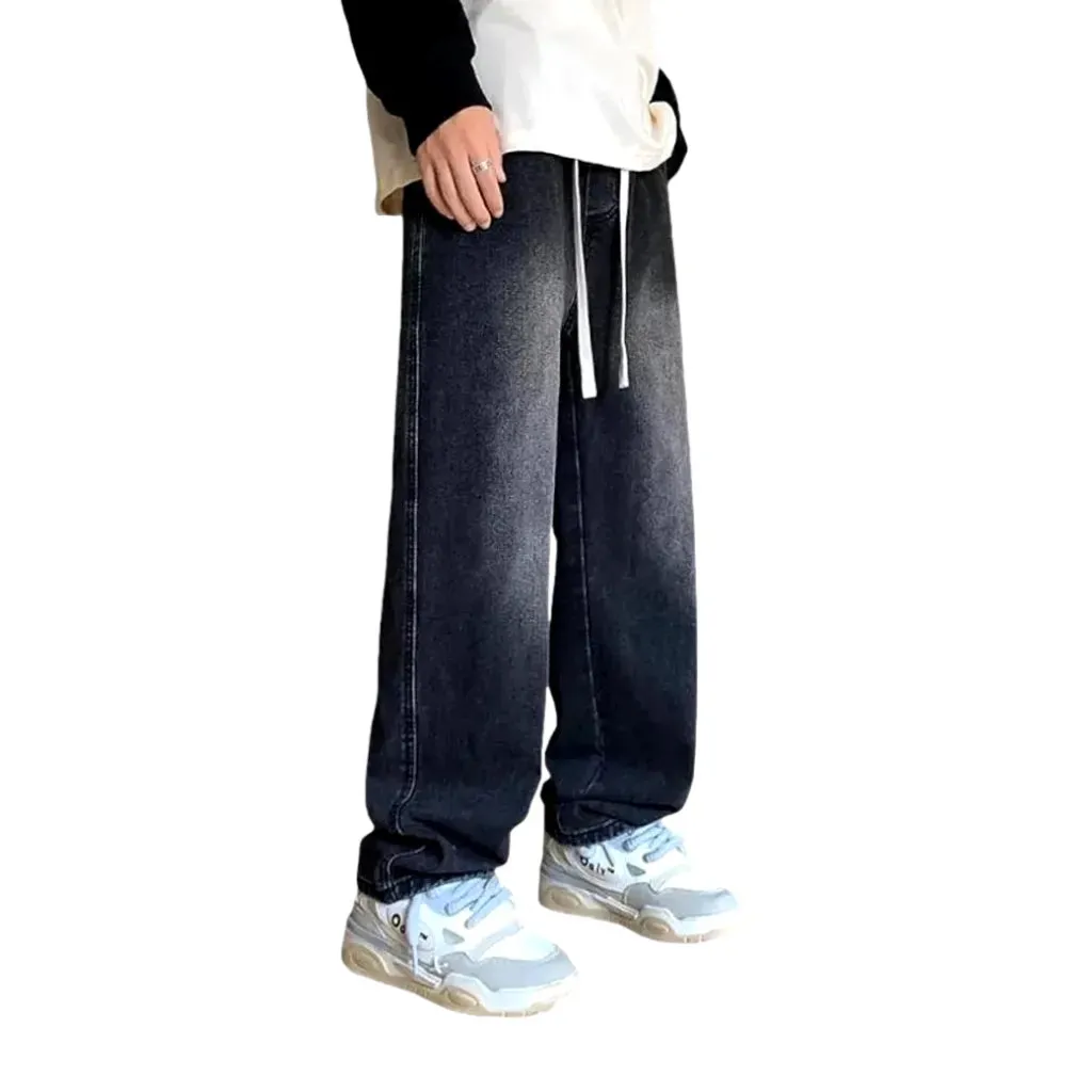 Stylish mid waist men's denim joggers