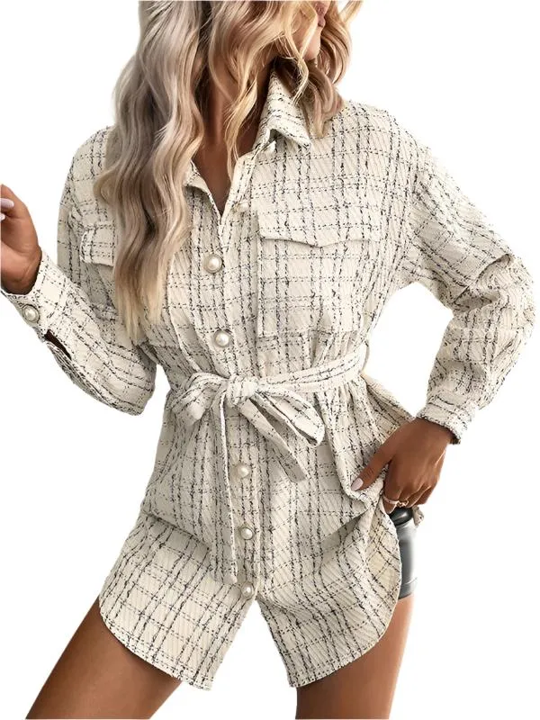 TEEK - Cracker Khaki Long Plaid Shirt Jacket