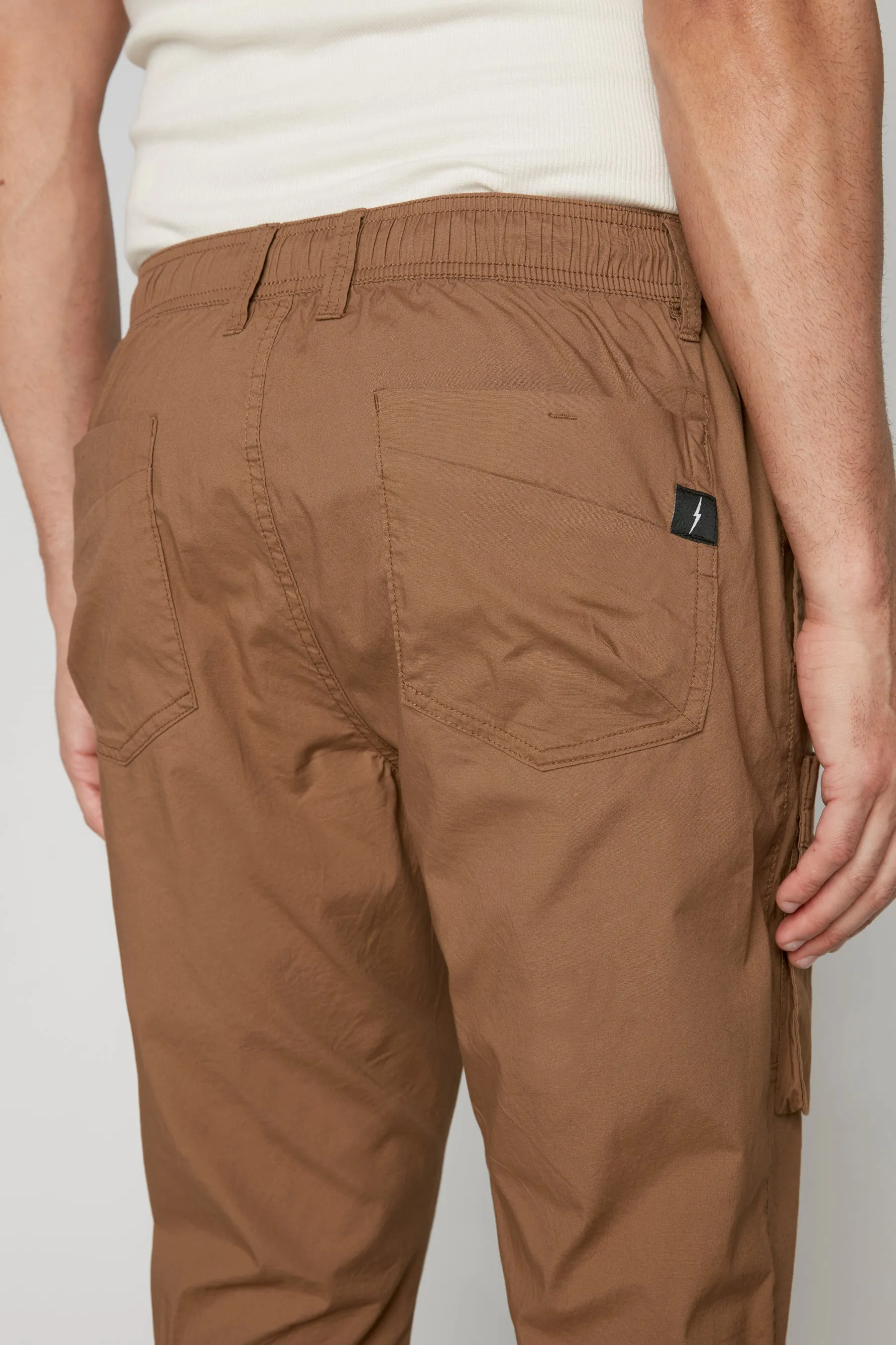 TRAVIS - Utility Cargo Stretch Poplin Pants with Adjustable Hem - Tobacco