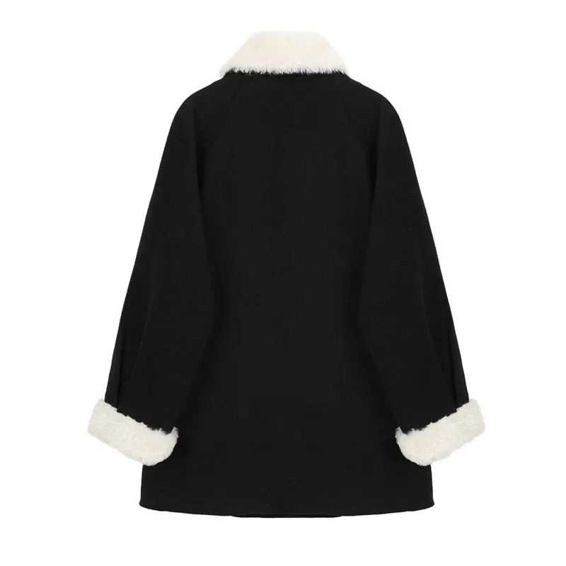 Turn-down Collar Single Breasted Women's Overcoat