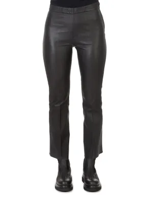 'Tyson' Crop Flare Leather Trousers