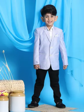 VASTRAMAY Boy's Lavender Woven Design Blazer