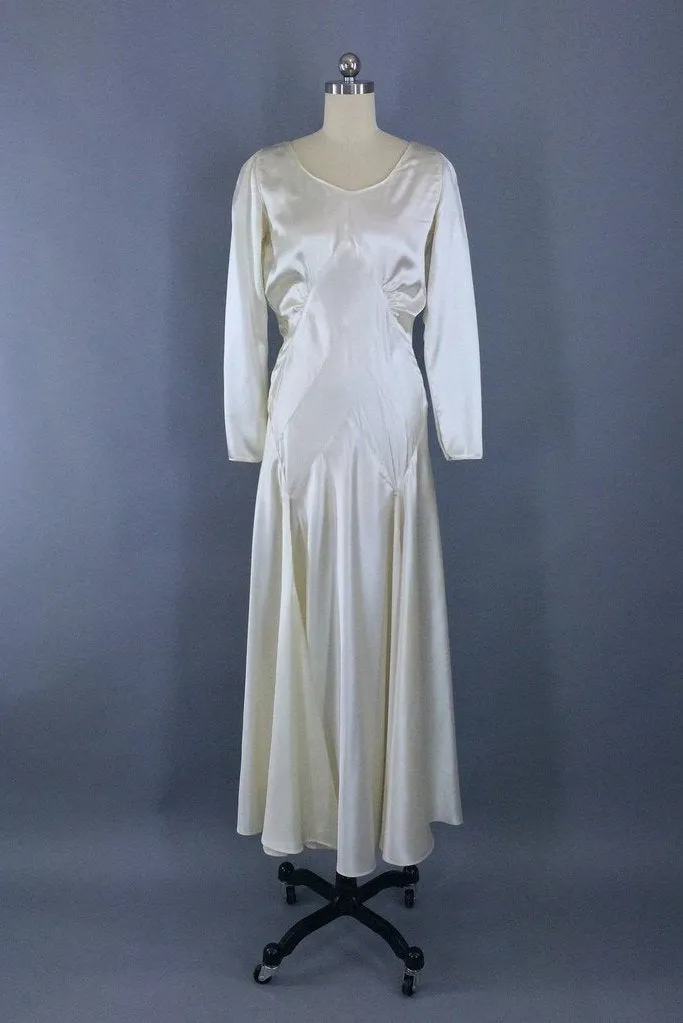 Vintage 1920s - 1930s Satin Wedding Dress