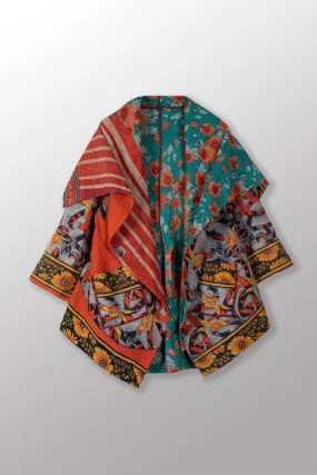 VINTAGE COTTON KANTHA CIRCULAR LONG JKT - cv4009-0065a -