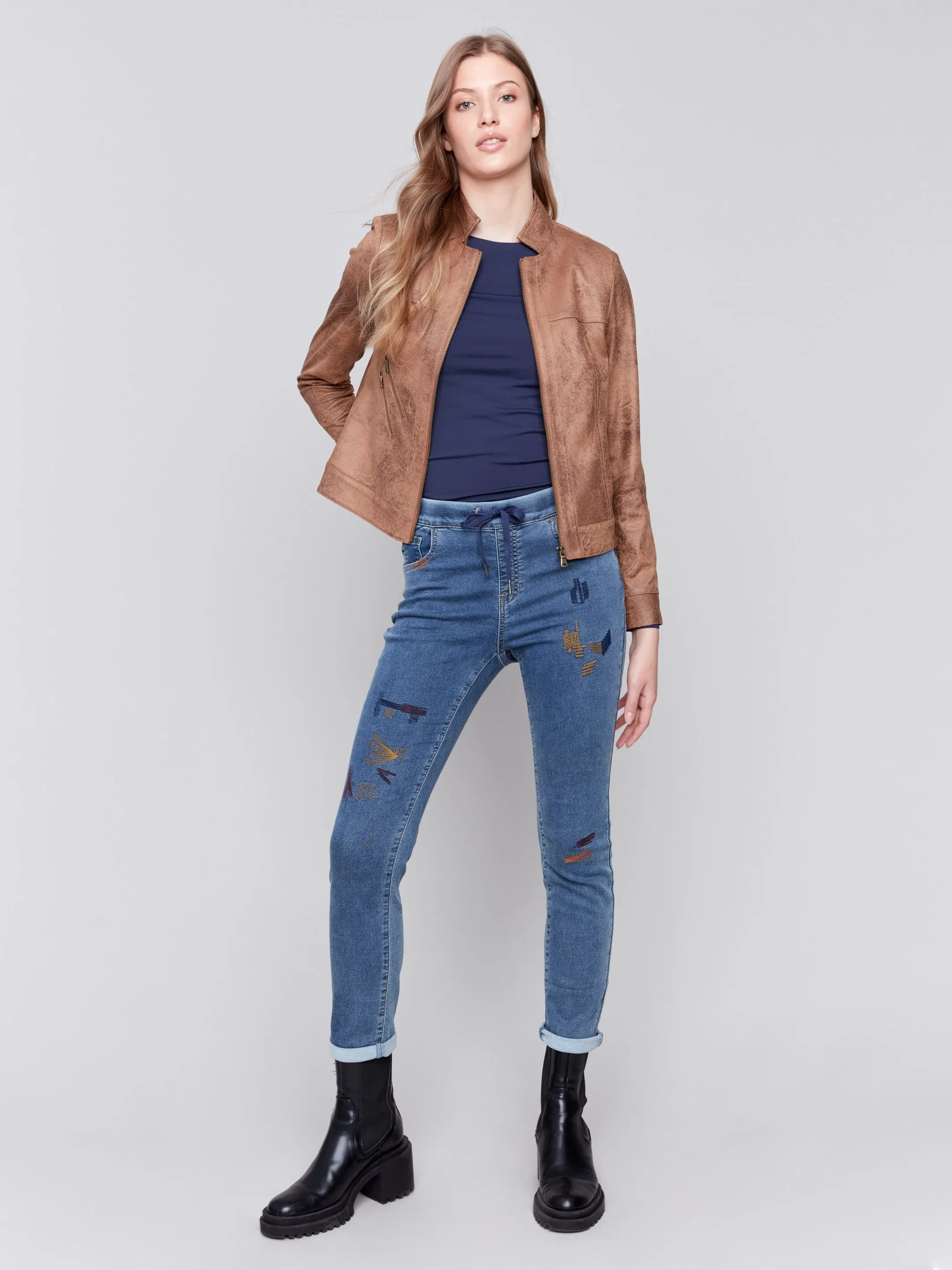 Vintage Faux Leather Jacket - Truffle