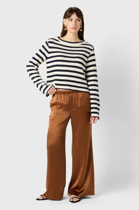 WIDE LEG PANT IN TOFFEE SILK