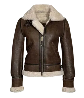 Womens RAF Aviator Real Leather Lambskin Jacket