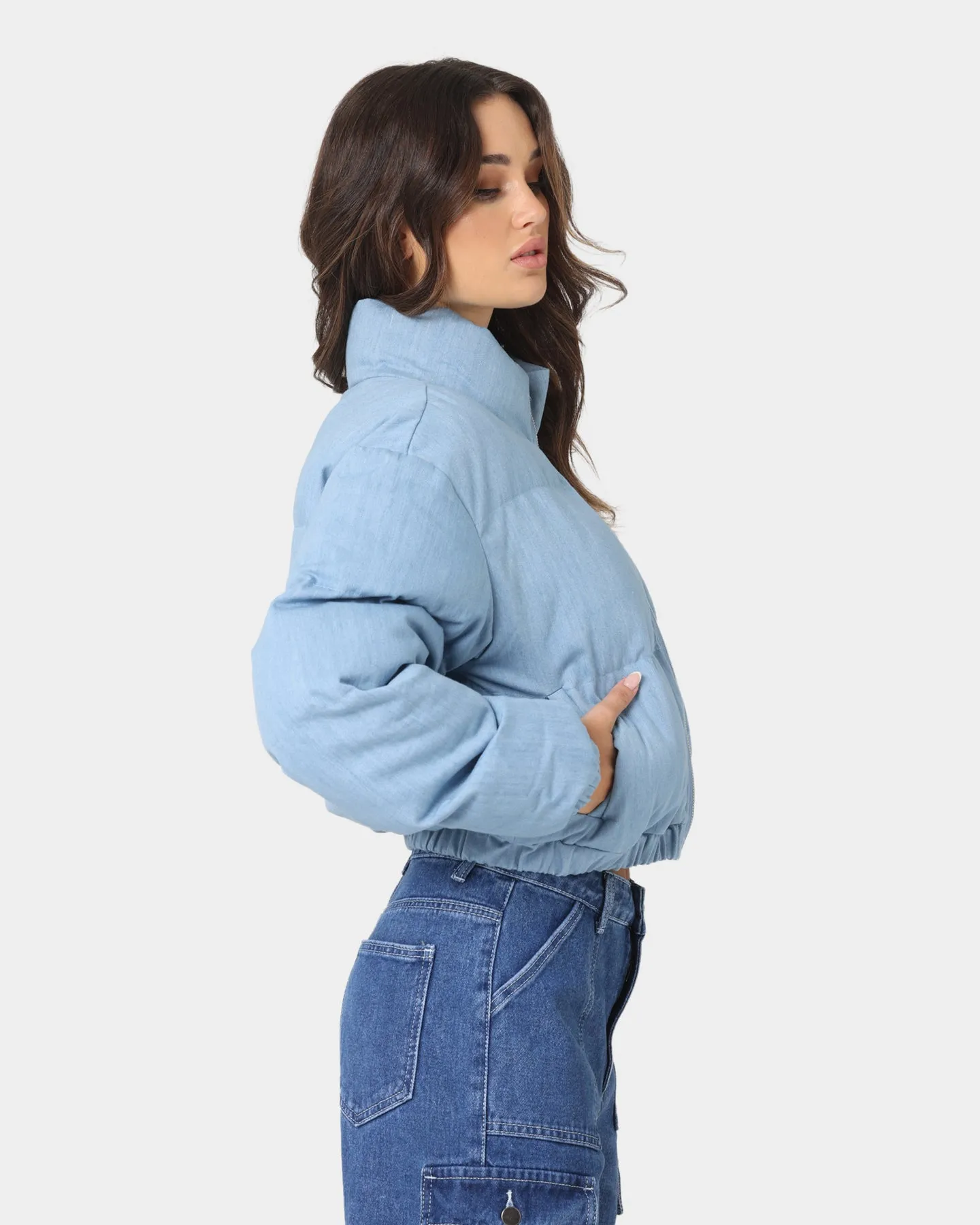 XXIII Women's Zelia Crop Denim Jacket Blue