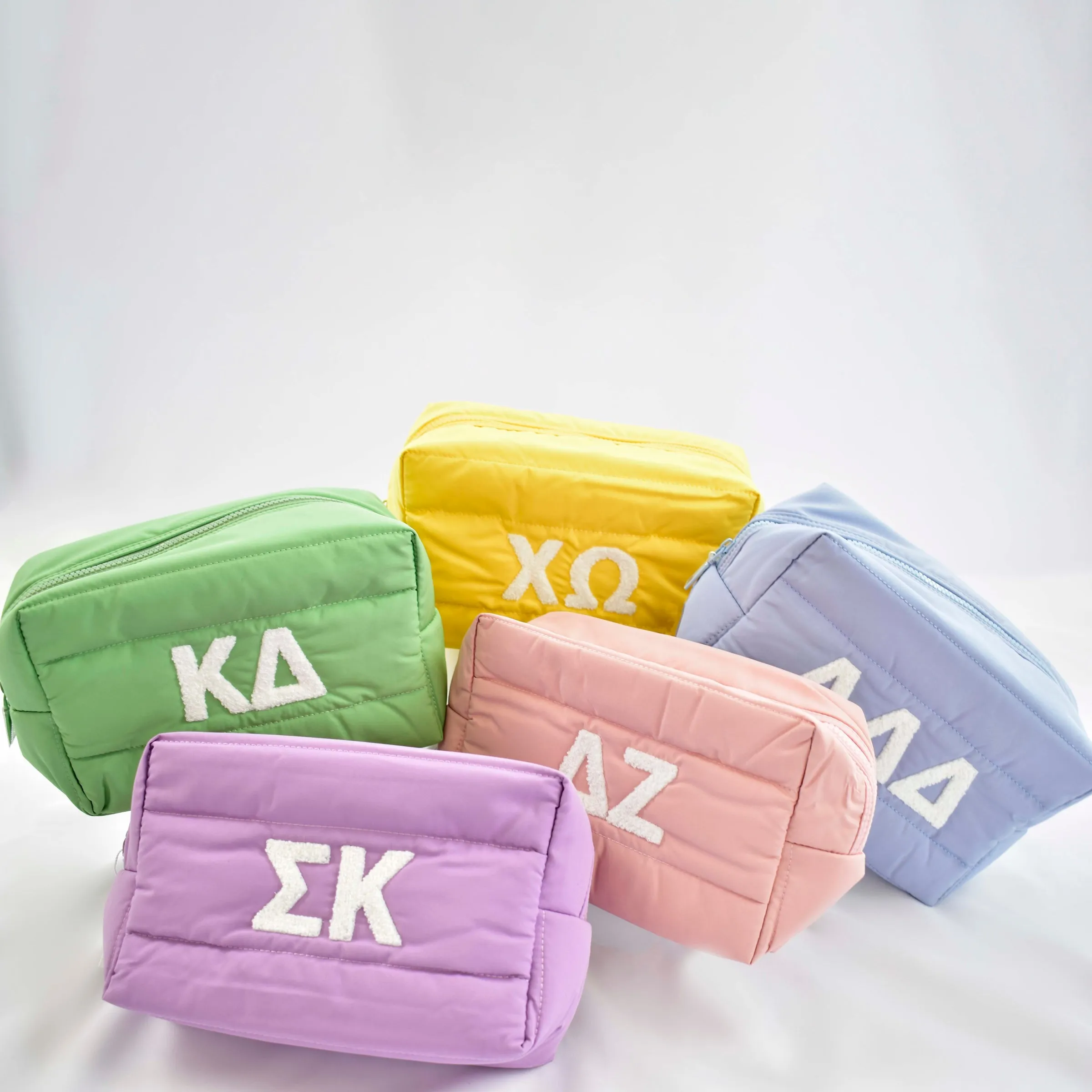 Zeta Tau Alpha Makeup Bag - Puffer Style with Sorority Letters